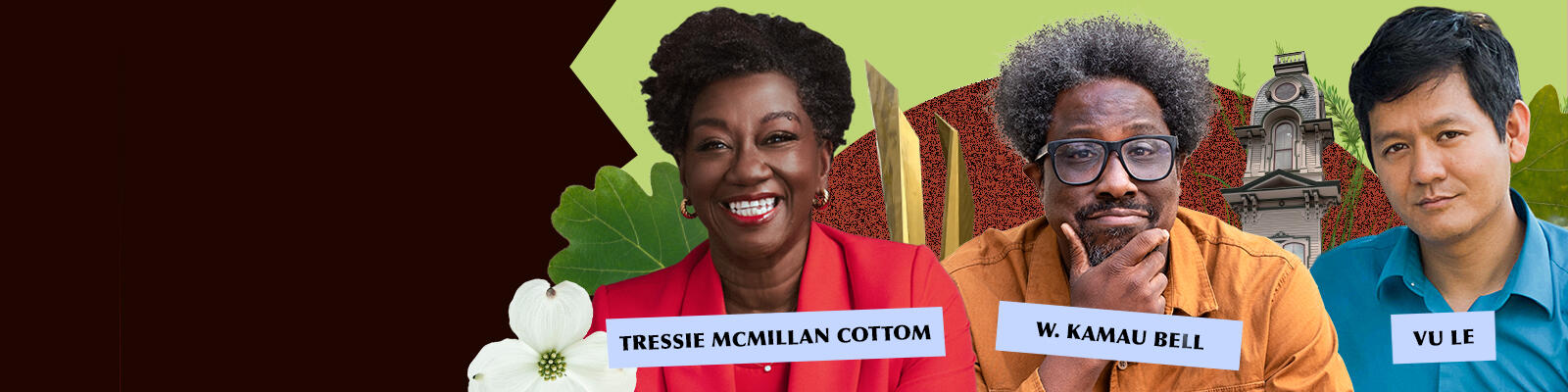Long Graphic with the 3 2026 Keynote speakers: Tressie <McMillan Cottom, W.Kamau Bell and Vu Le