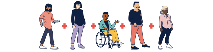 lllustrated diverse group of people.