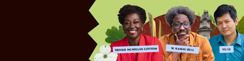 2026 Keynote Speaker Graphic with Tressie McMillan Cottom, W. Kamau Bell and Vu Le