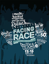 Facing Race logo with names of sessions in the shape of Texas. November 13-15, 2014.