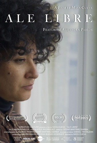 Ale Libre poster with curly-haired person looking out a window.